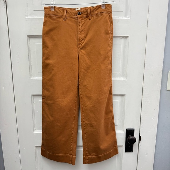 Pants - Gap Womens 6 High Rise Wide Leg Crop Pants Brown Casual Chic Stretch